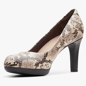 Clarks Snake Skin Adriel Viola High Heel Shoes sz 9.5